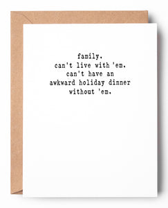 Awkward Dinner Funny Letterpress Holiday Card