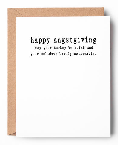 Happy Angstgiving Funny Letterpress Thanksgiving Card